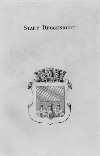 Stadt Deggendorf Wappen Adel coat of arms heraldry Heraldik Kupferstich