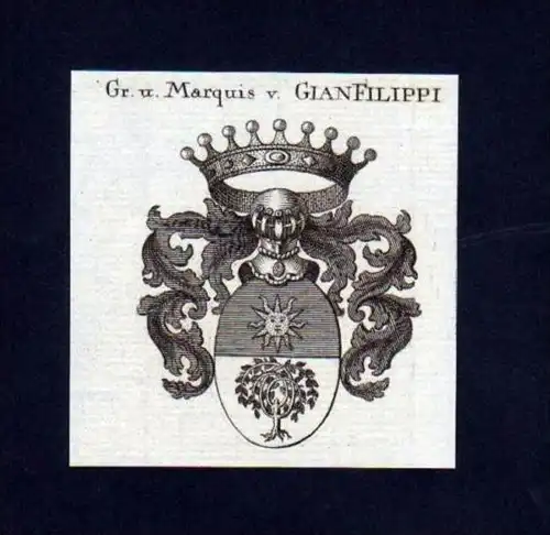 Marquis v. Gianfilippi Heraldik Kupferstich Wappen