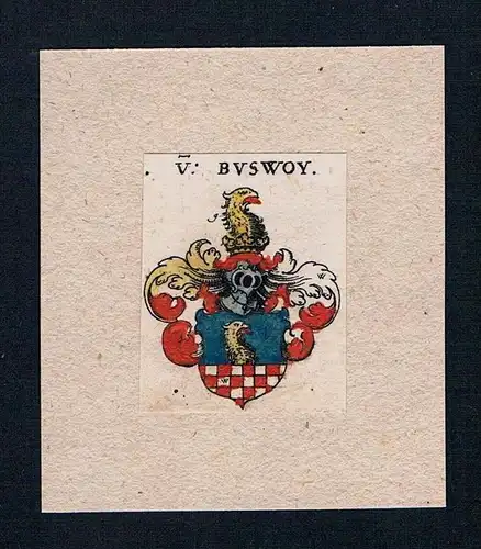 . von Buswoy Wappen coat of arms heraldry Heraldik Kupferstich