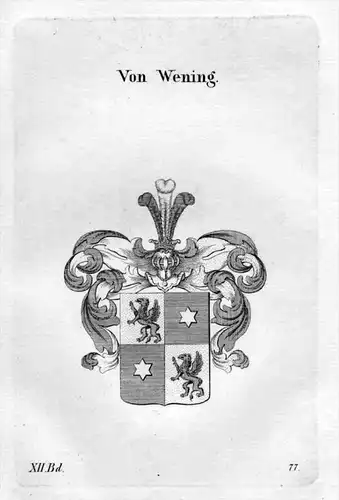 Wening Wenig Adel Wappen coat of arms heraldry Heraldik Kupferstich