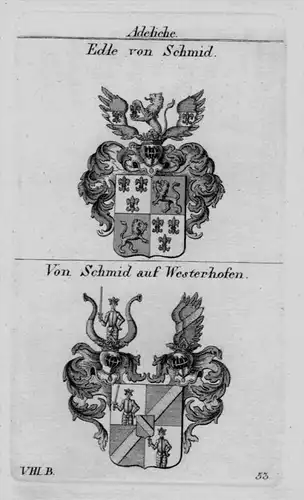 Schmid Westerhofen Wappen Adel coat of arms heraldry crest Kupferstich