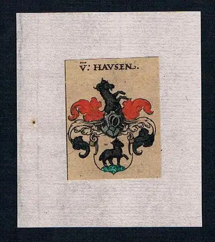 h. Hausen Wappen Kupferstich Heraldik coat of arms crest heraldry