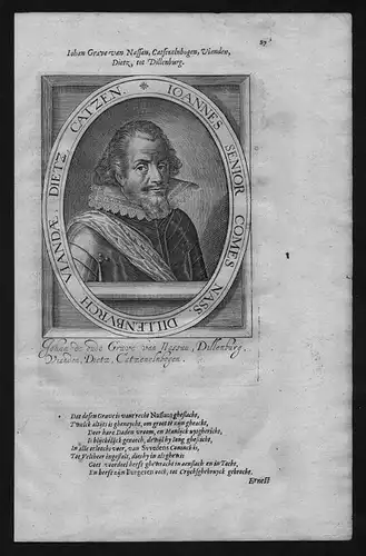 Johann VII Nassau Siegen Graf Portrait Kupferstich engraving