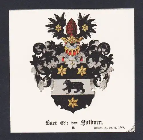. Baer von Guthorn Wappen Heraldik coat of arms heraldry Litho