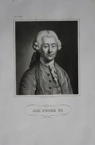 Johann Peter Uz Dichter poet Schriftsteller engraving  Portrait