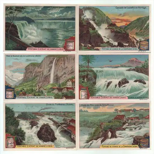 Wasserfälle water falls chutes S 583 Sanguinetti Lithographie lithograph Liebig