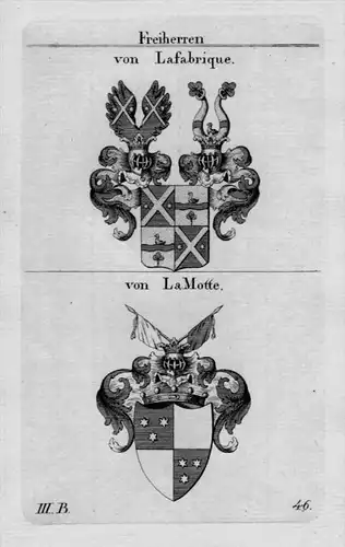 Lafabrique La Motte Wappen Adel coat of arms heraldry Kupferstich