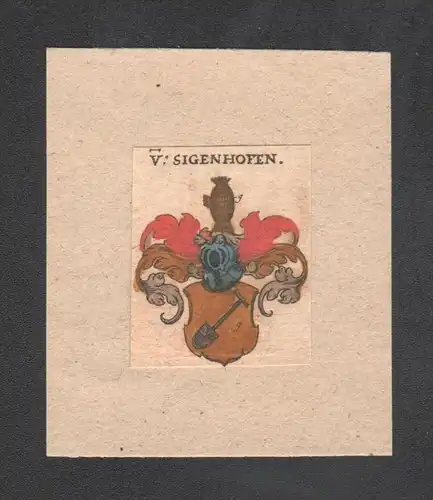. von Sigenhofen Wappen coat of arms heraldry Heraldik Kupferstich
