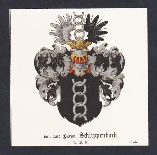 . Baron Schlippenbach Wappen Heraldik coat of arms heraldry Lithographie