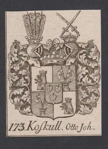 Kofkull Otto Wappen vapen coat of arms Genealogie Heraldik Kupferstich