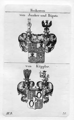Junker Bigato / Käppler / Bayern - Wappen coat of arms Heraldik heraldry Kupferstich