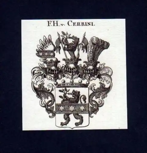 Freiherren v. Cerrini Kupferstich Wappen