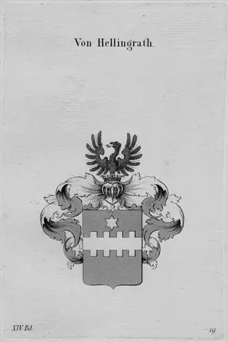 Hellingrath Wappen Adel coat of arms heraldry Haraldik Kupferstich