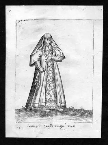 "Ianizeri Constandinopola uxor" - Istanbul Turkey Osman Empire costume engraving Radierung Pietro Bertelli
