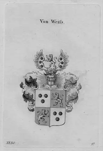 Weiss Wappen Adel coat of arms heraldry Heraldik crest Kupferstich