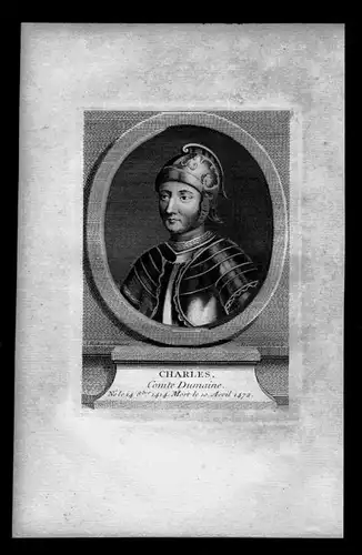 Karl IV von Anjou Graf von Maine Frankreich France Kupferstich Portrait