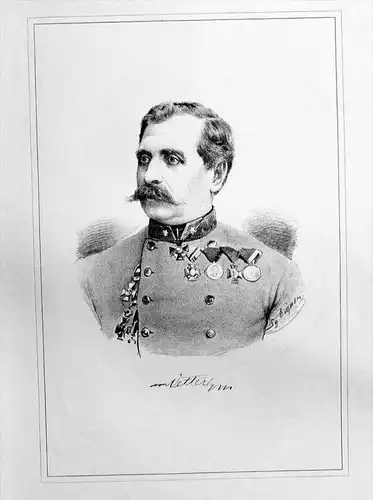 Anton Edler von Vetler Original Lithographie Portrait Litho