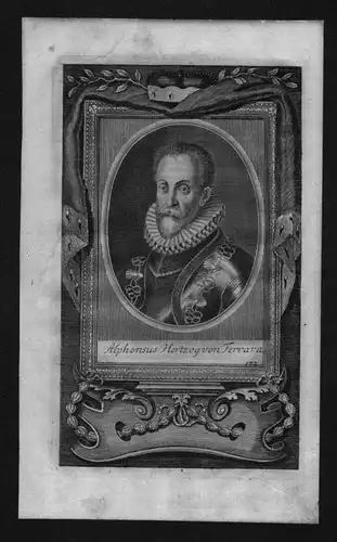 Alfonso II Este Herzog von Ferrara engraving Kupferstich Portrait
