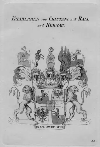 Cristani Rall Hernau Wappen Adel coat of arms heraldry Heraldik Kupferstich