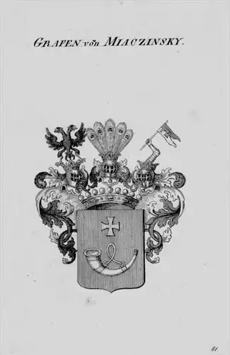 Miaczinsky Wappen Adel coat of arms heraldry Heraldik crest Kupferstich