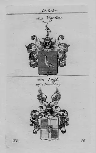 Vigelius Vogl Ascholding Wappen Adel coat of arms Heraldik Kupferstich