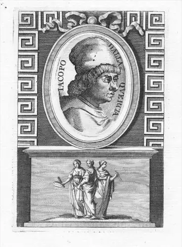 Jacopo della Querica Italia sculptor Portrait Kupferstich  acquaforte