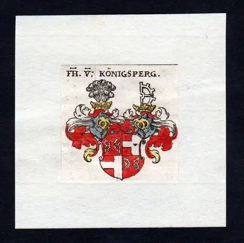 17. Jh von Königsberg Wappen Adel coat of arms heraldry Heraldik Kupferstich