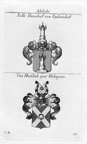 Harsdorf / Hartlieb - Wappen Adel coat of arms heraldry Heraldik Kupferstich
