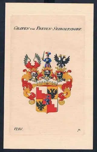 Grafen von Freyen-Seiboltsdorf Wappen Kupferstich Genealogie Heraldik