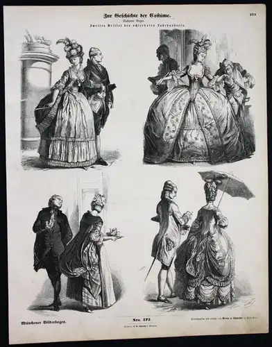 Zur Geschichte der Kostüme - XVIII. Jh. Münchener Bilderbogen Nr 373