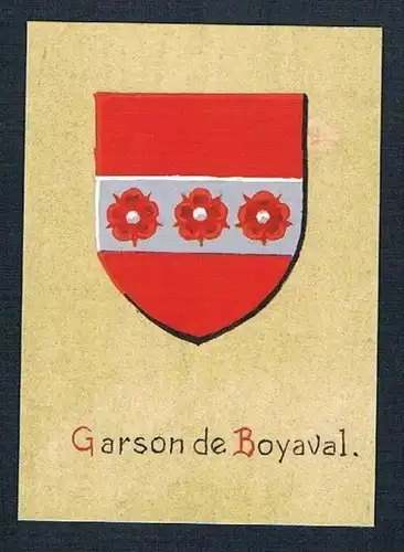 19. / 20. Jh. - Garson de Boyaval Blason Aquarelle coat of arms Wappen Heraldik