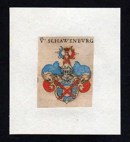 17. Jh von Schauenburg Wappen coat of arms heraldry Heraldik Kupferstich