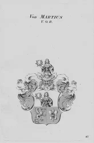 Von Martius Wappen Adel coat of arms heraldry Heraldik crest Kupferstich