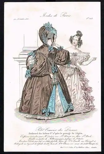 Biedermeier Mode Kupferstich victorian fashion antique print Paris etching