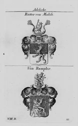 Malifs Rumpler Wappen Adel coat of arms heraldry Heraldik Kupferstich