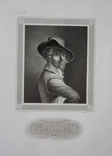 Annibale Carracci Maler Kupferstecher Italy engraving  Portrait