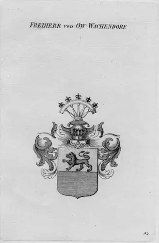 Ow-Wachcendorfe Wappen Adel coat of arms heraldry Heraldik Kupferstich