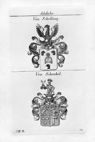 Schelling / Schenkel - Wappen Adel coat of arms heraldry Heraldik Kupferstich
