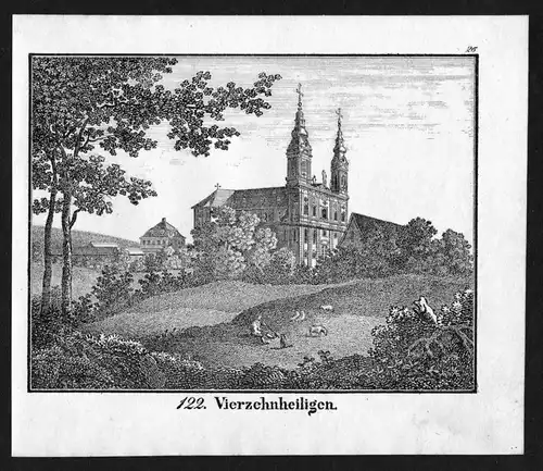 Basilika Vierzehnheiligen Bayern Ansicht view Lithographie