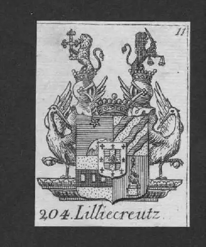 Lilliecreutz Wappen vapen coat of arms Genealogie Heraldik Kupferstich