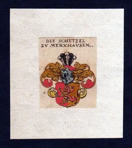 h. Schetzel Merxhausen Wappen coat of arms heralrdy Heraldik Kupferstich