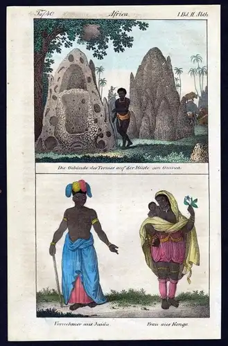 - Guinea Congo costumes people Africa handcolored litho