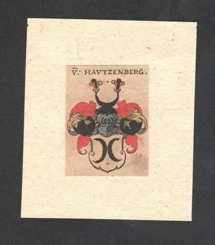. von Hautzenberg Wappen coat of arms heraldry Heraldik Kupferstich