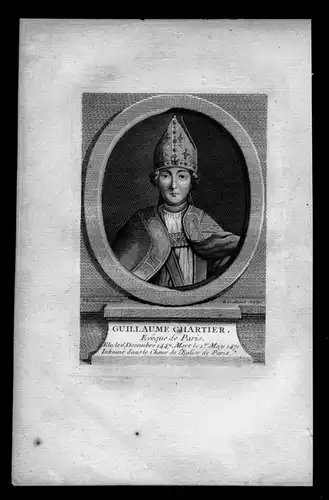 Guillaume Chartier Bischof Paris Prälat Frankreich Kupferstich Portrait