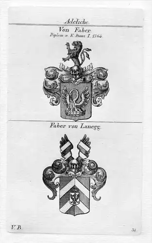 Faber - Wappen Adel coat of arms heraldry Heraldik Kupferstich