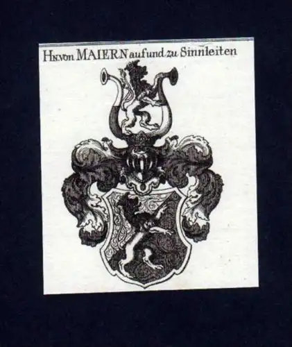 Herren v. Maiern Sinnleiten Kupferstich Wappen Heraldik coat of arms