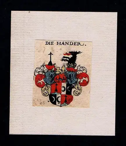 . - von Hander Wappen Adel coat of arms heraldry Heraldik Kupferstich