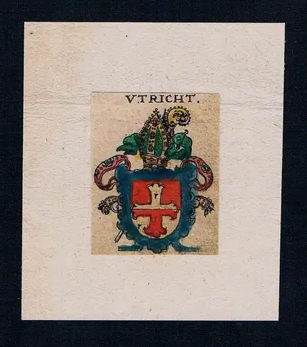 . Utricht Wappen coat of arms heraldry Heraldik Kupferstich