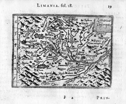 Limaniae Descriptio - Limagne Auvergne Puy et Dome France carte  map Karte