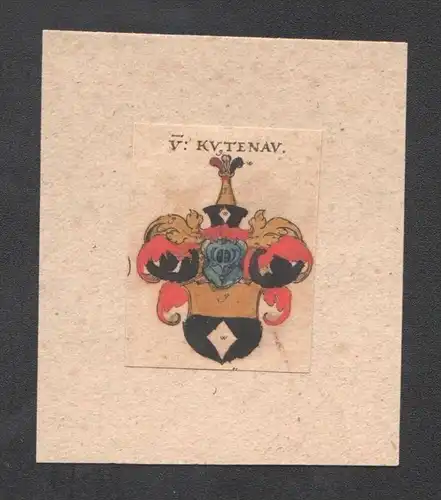 . von Kutenau Wappen coat of arms heraldry Kupferstich